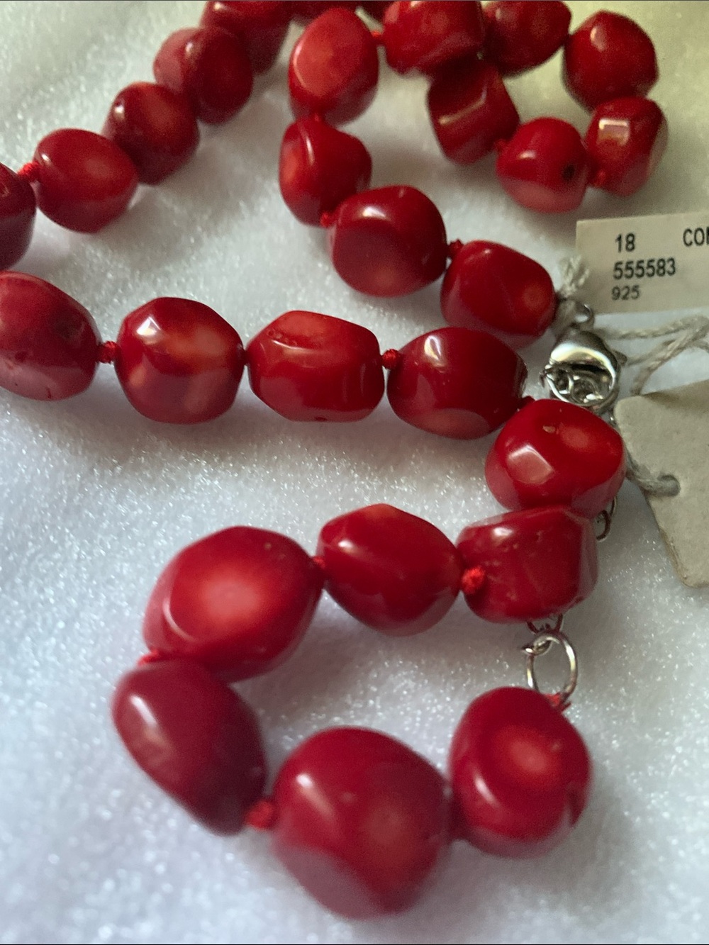 Red Coral Necklace Sterling Silver Clasp